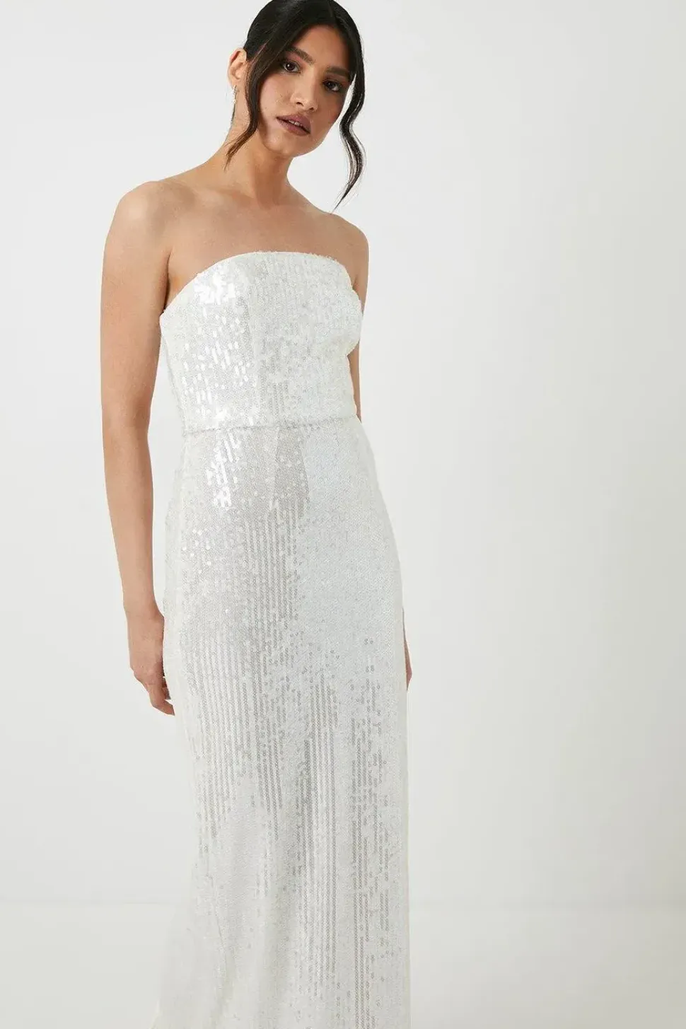 Sequin Bandeau Column Wedding Dress