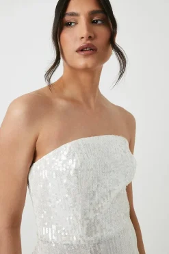 Sequin Bandeau Column Wedding Dress