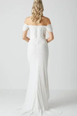 Sequin Bardot  Wrap Skirt Wedding Dress