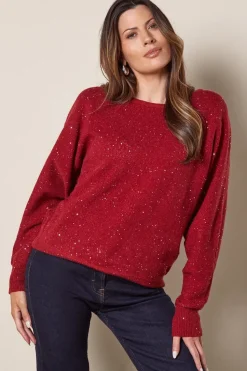 Sequin Boat Neck Knitted Jumper