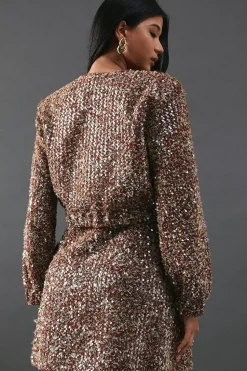 Sequin Boucle Cardigan Bomber Jacket