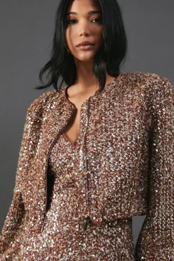 Sequin Boucle Strappy Mini Dress