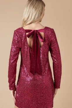 Sequin Bow Mini Dress