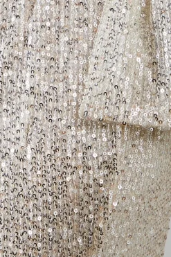 Sequin Bow One Shoulder Bridesmaid Maxi Dress