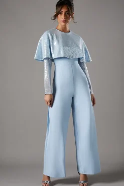 Sequin Cape Jumpsuit