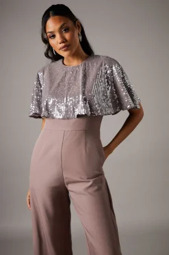Sequin Cape Jumpsuit