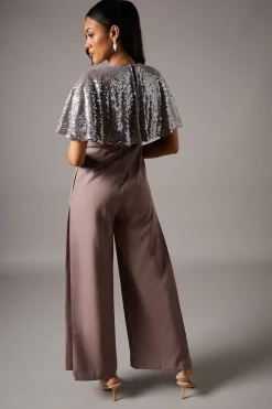 Sequin Cape Jumpsuit