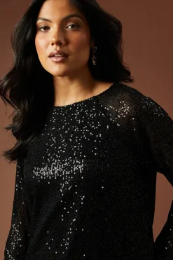 Sequin Chiffon Bow Back Top