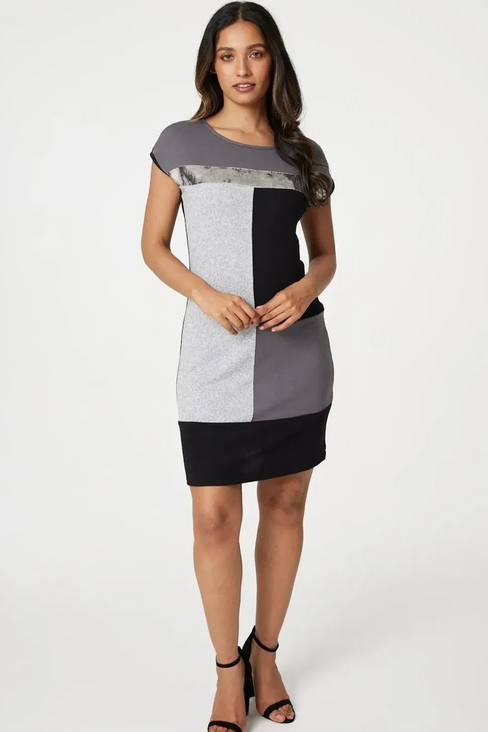 Sequin Colour Block Short Dress