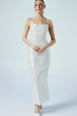 Sequin Cowl Neck Column Hen Party Dress