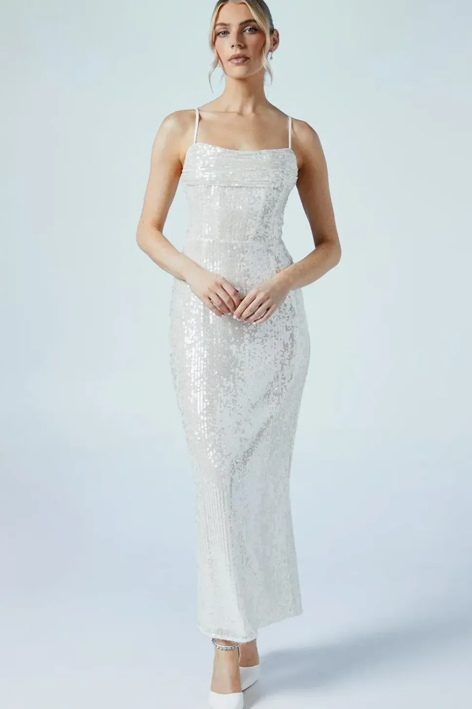 Sequin Cowl Neck Column Hen Party Dress
