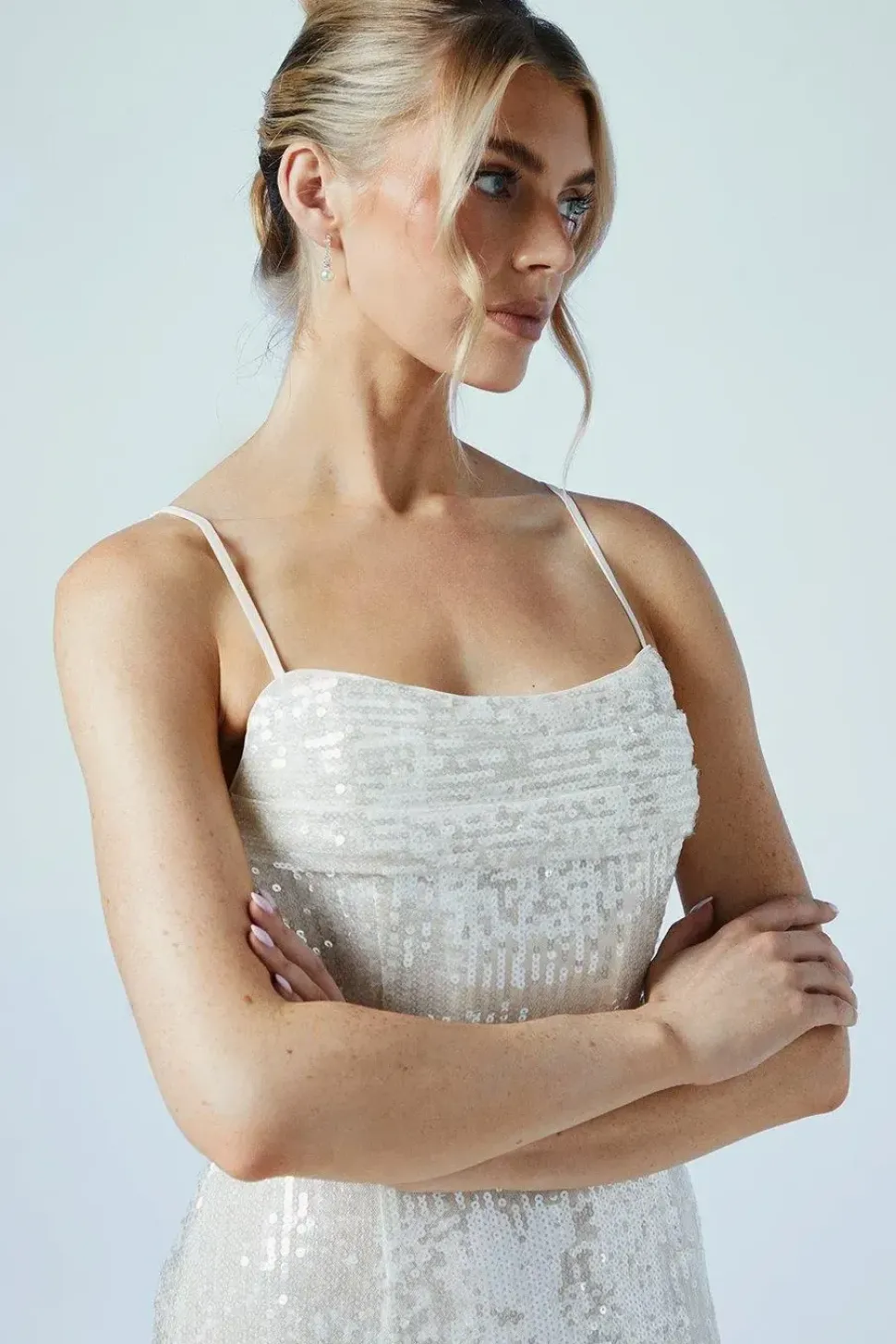 Sequin Cowl Neck Column Hen Party Dress