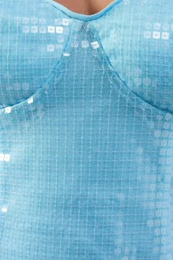 Sequin Cup Detail Fitted Strappy Midi Dress