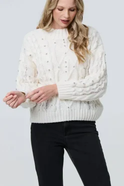 Sequin Embellished Cable Knit Jumper