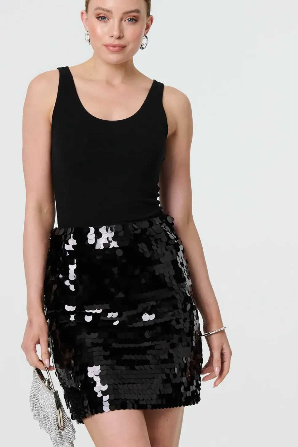 Sequin Embellished High Waist Mini Skirt