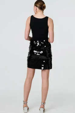 Sequin Embellished High Waist Mini Skirt