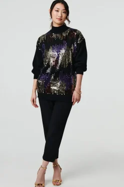 Sequin Embellished Puff Sleeve Jumper