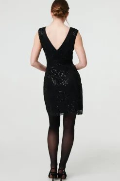 Sequin Embellished Sleeveless Mini Dress