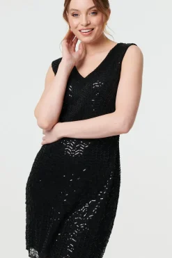 Sequin Embellished Sleeveless Mini Dress