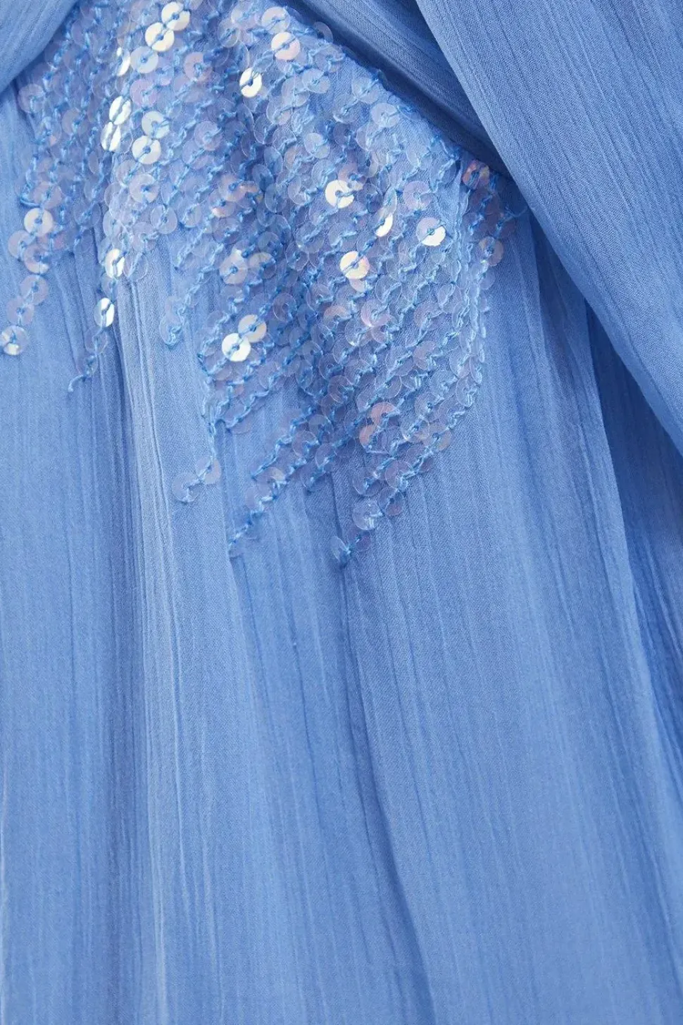 Sequin Embellished Volume Sleeve Mini Smock Dress