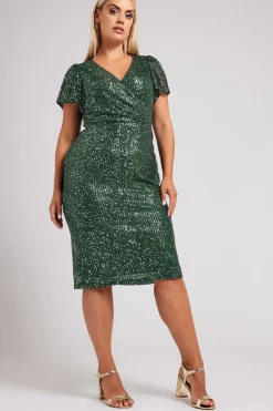 Sequin Embellished Wrap Dress