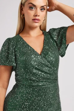 Sequin Embellished Wrap Dress