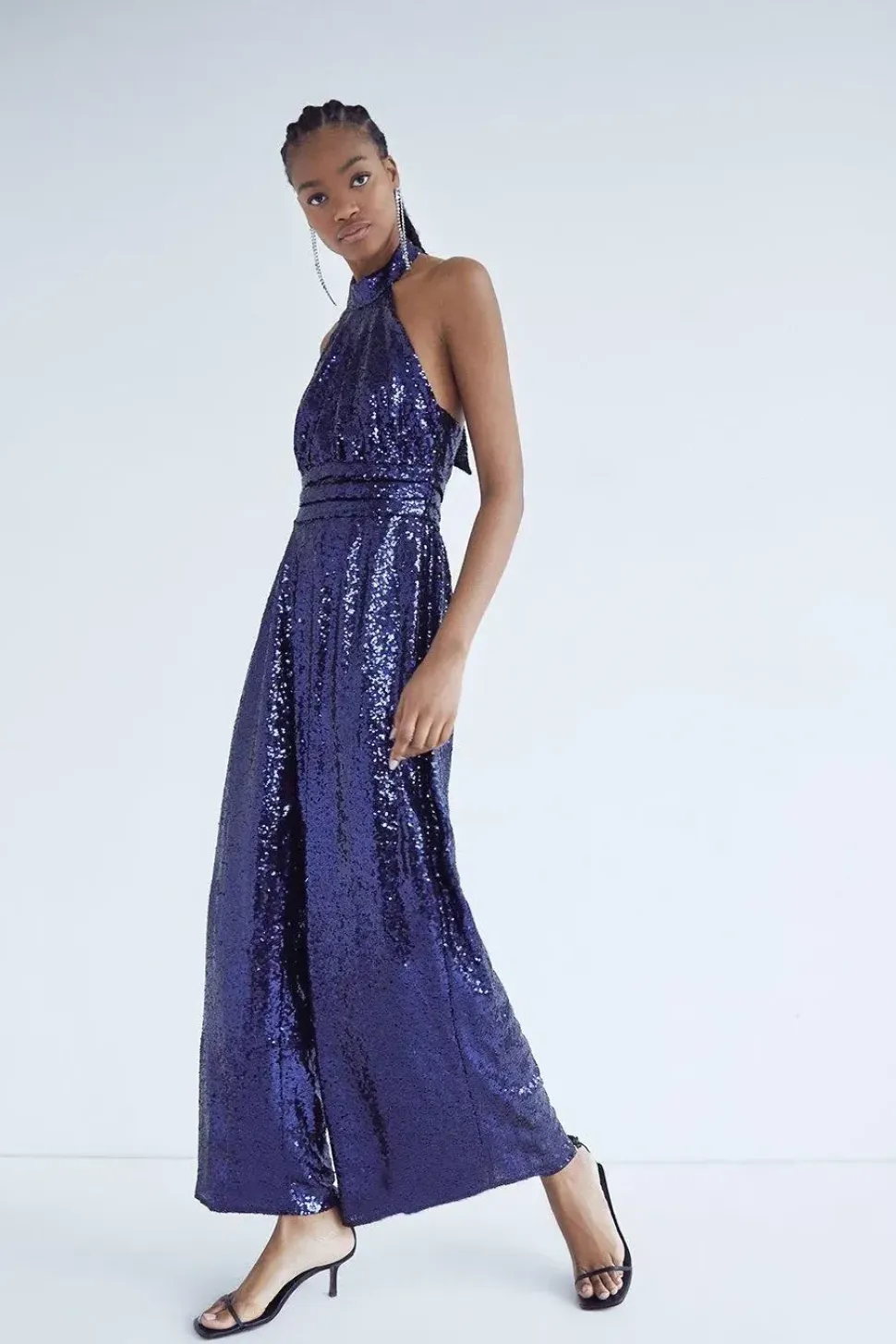 Sequin Halter Neck Jumpsuit