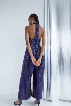 Sequin Halter Neck Jumpsuit