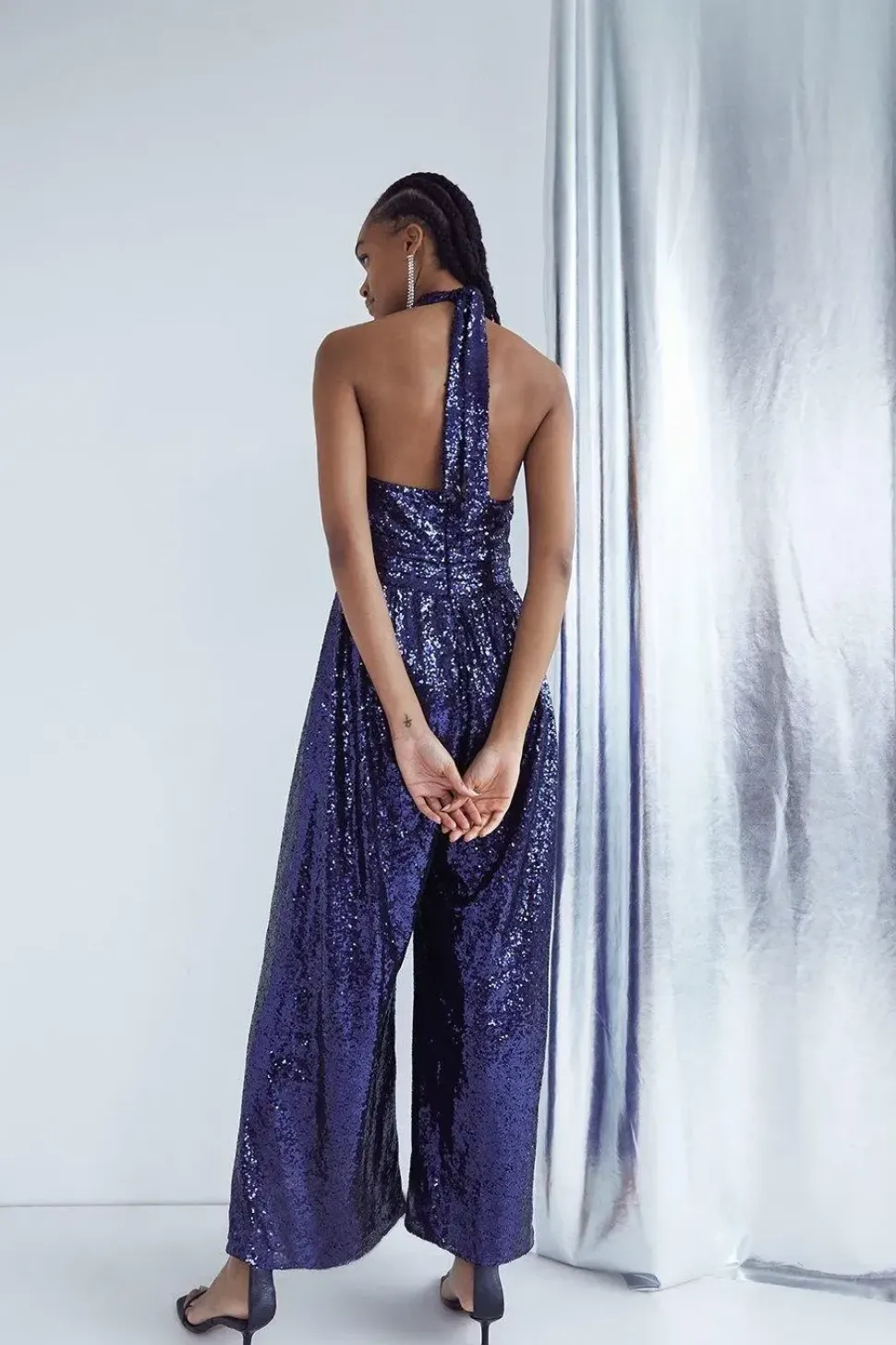 Sequin Halter Neck Jumpsuit