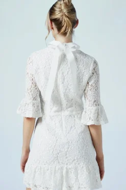 Sequin Lace High Neck Bridal Mini Dress