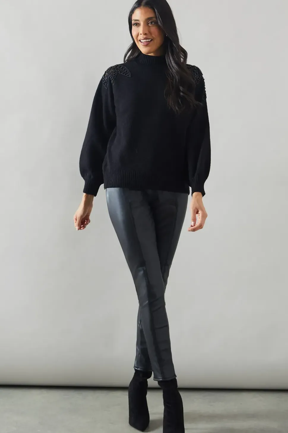 Sequin Leaf Shoulder Detail Jumper