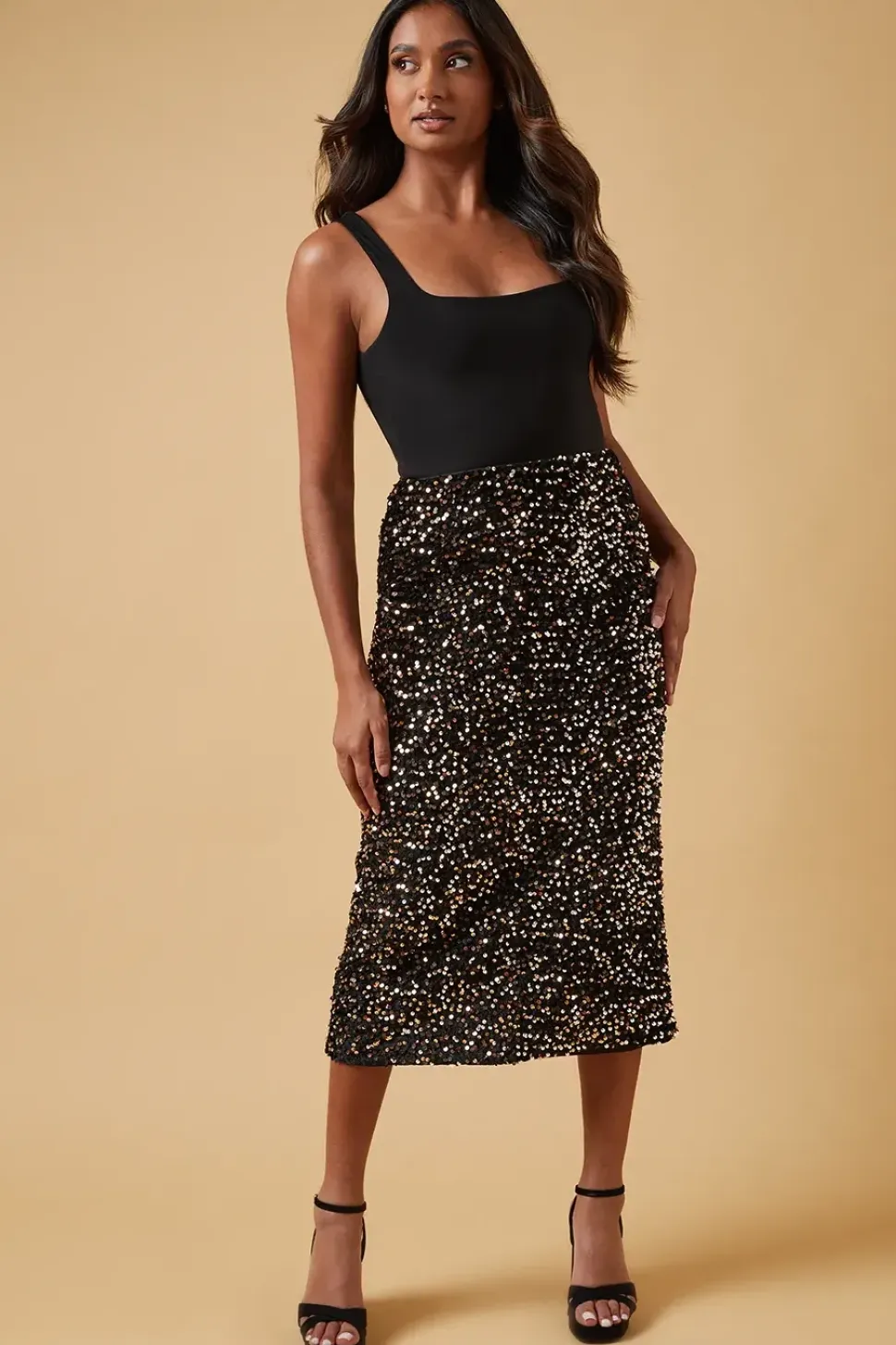 Sequin Midi Skirt