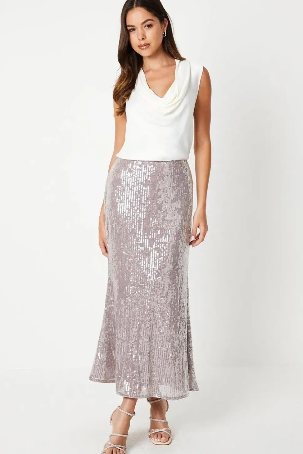 Sequin Midi Slip Skirt
