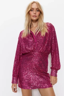 Sequin Shirt Dress
