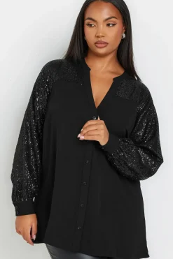 Sequin Sleeve Blouse