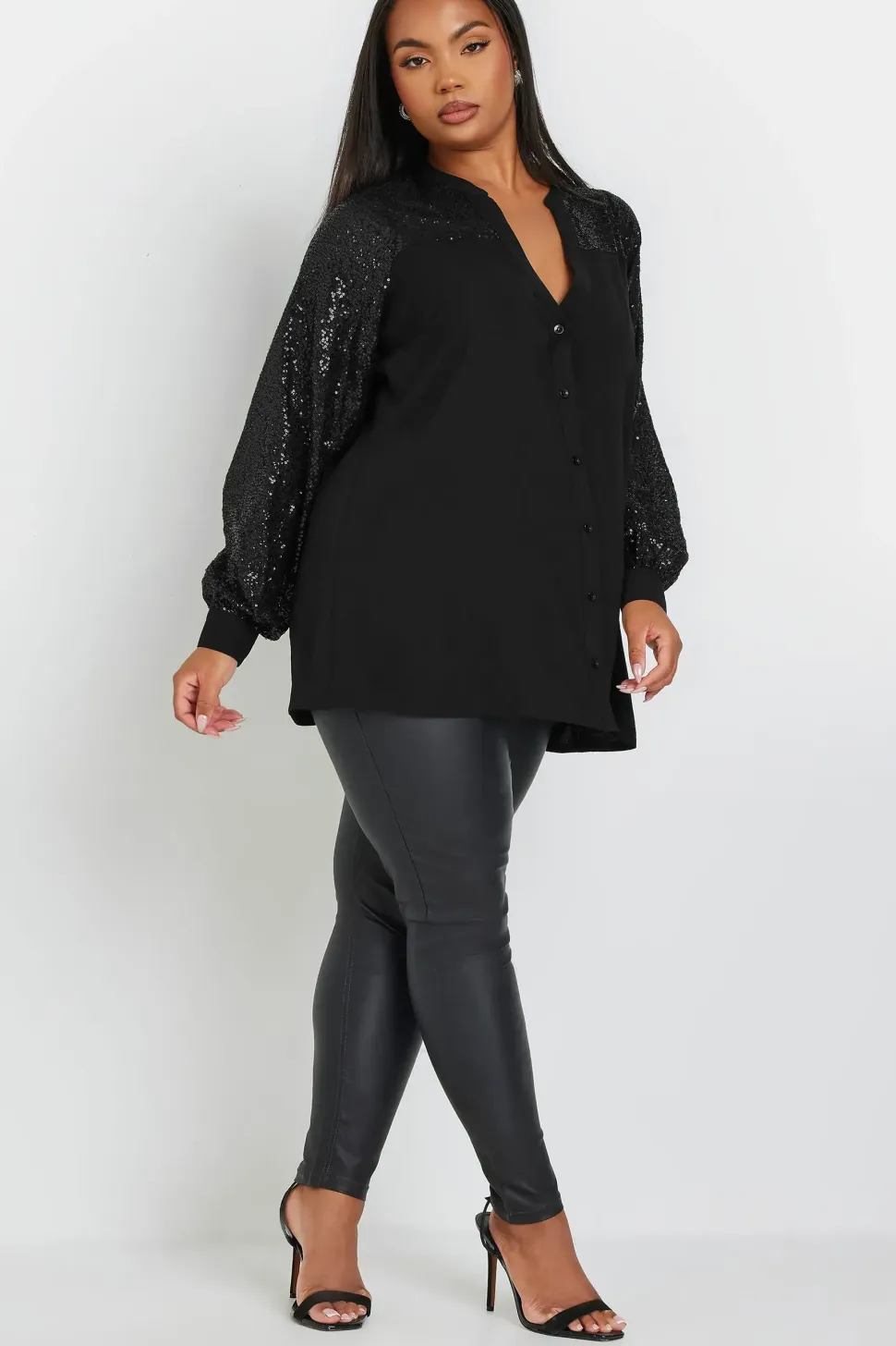 Sequin Sleeve Blouse