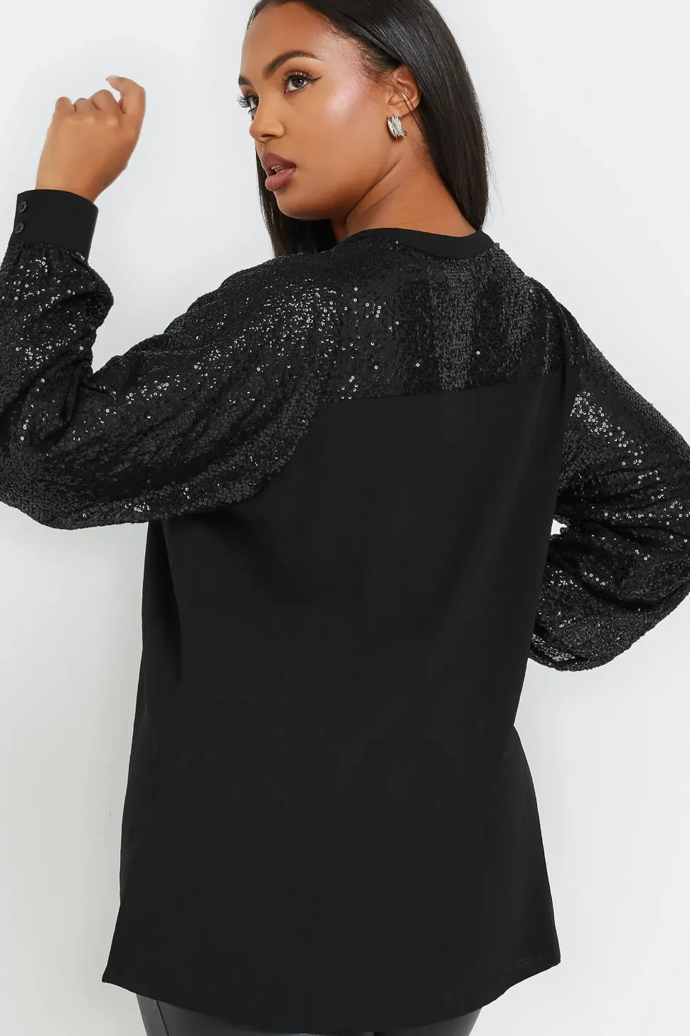 Sequin Sleeve Blouse
