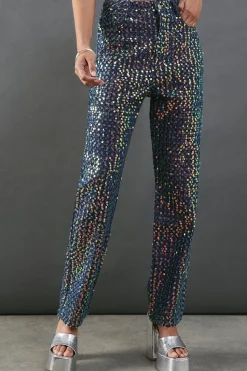 Sequin Straight Leg Denim Jeans