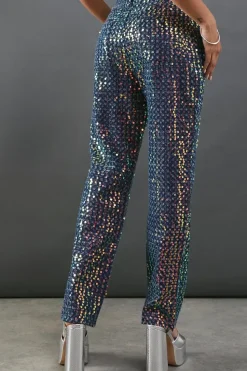 Sequin Straight Leg Denim Jeans