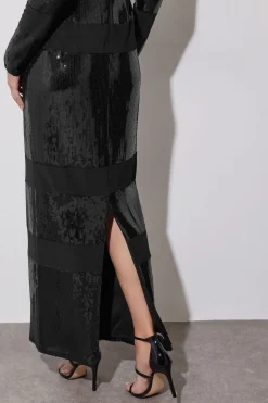 Sequin Stripe Maxi Dress