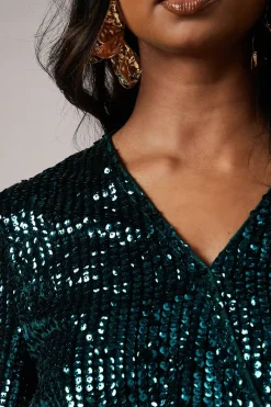 Sequin Stripe Wrap Playsuit