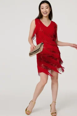 Sequin Tassel Fringed Mini Dress