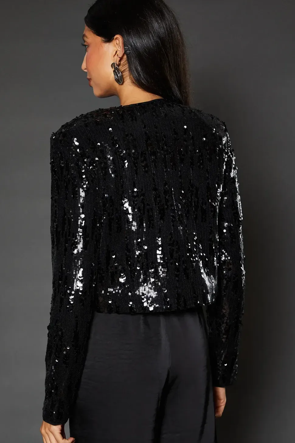 Sequin Tie Detail Jacket
