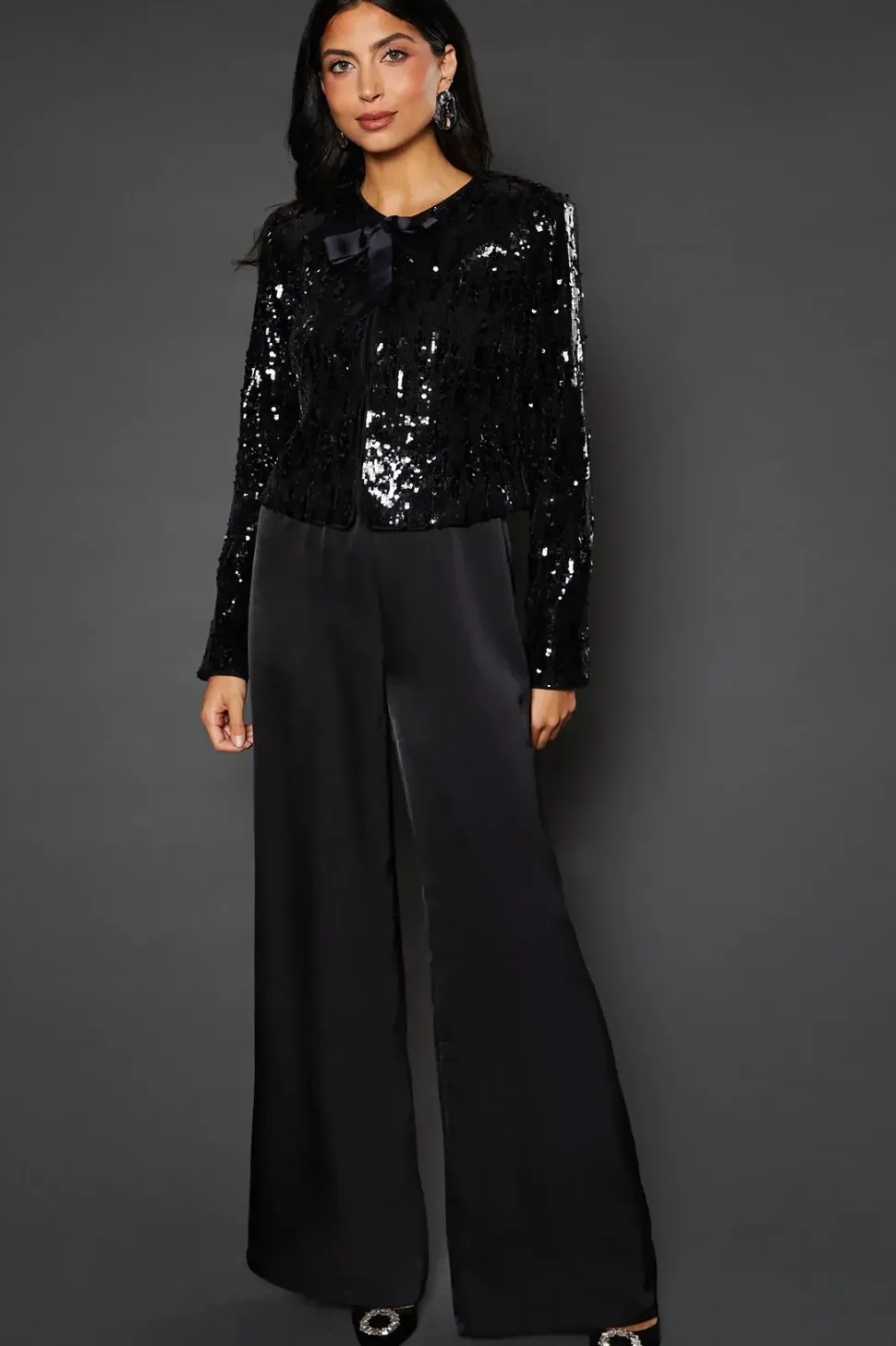 Sequin Tie Detail Jacket