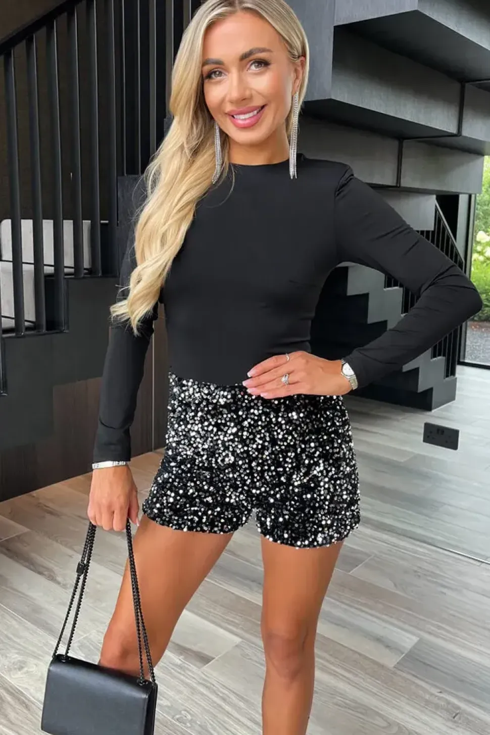 Sequin Velvet 2 in 1 Long Sleeve Playsuit