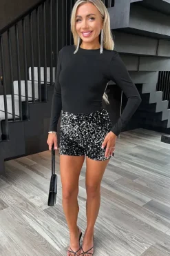 Sequin Velvet 2 in 1 Long Sleeve Playsuit