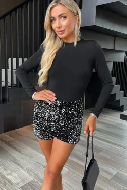 Sequin Velvet 2 in 1 Long Sleeve Playsuit