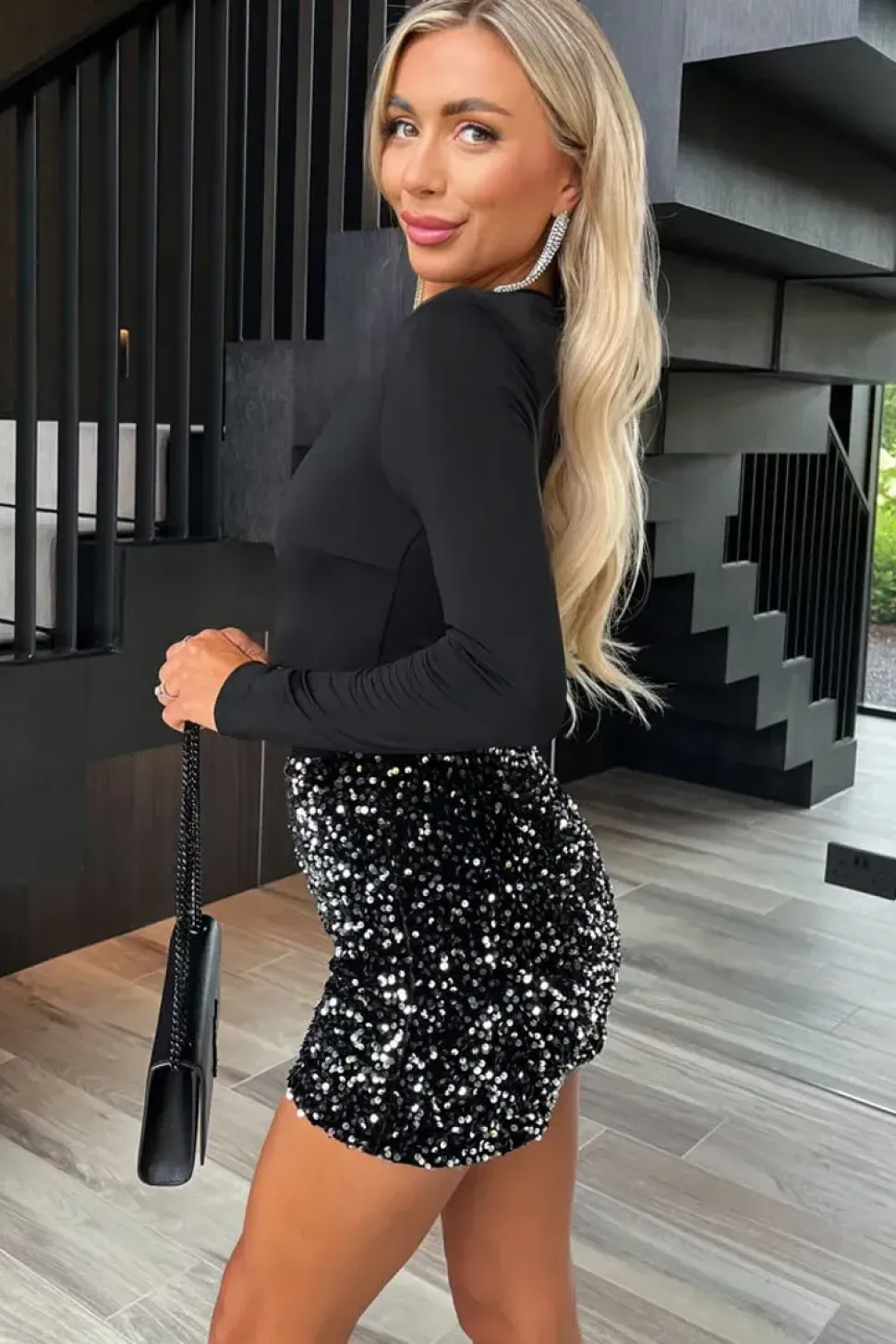 Sequin Velvet 2 in 1 Long Sleeve Playsuit