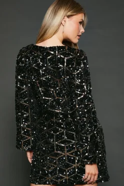 Sequin Velvet Wrap Dress