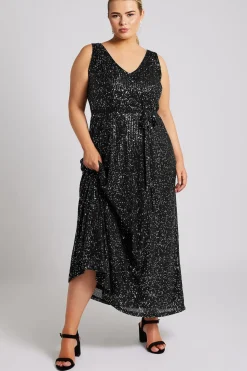 Sequin V-Neck Maxi Dress